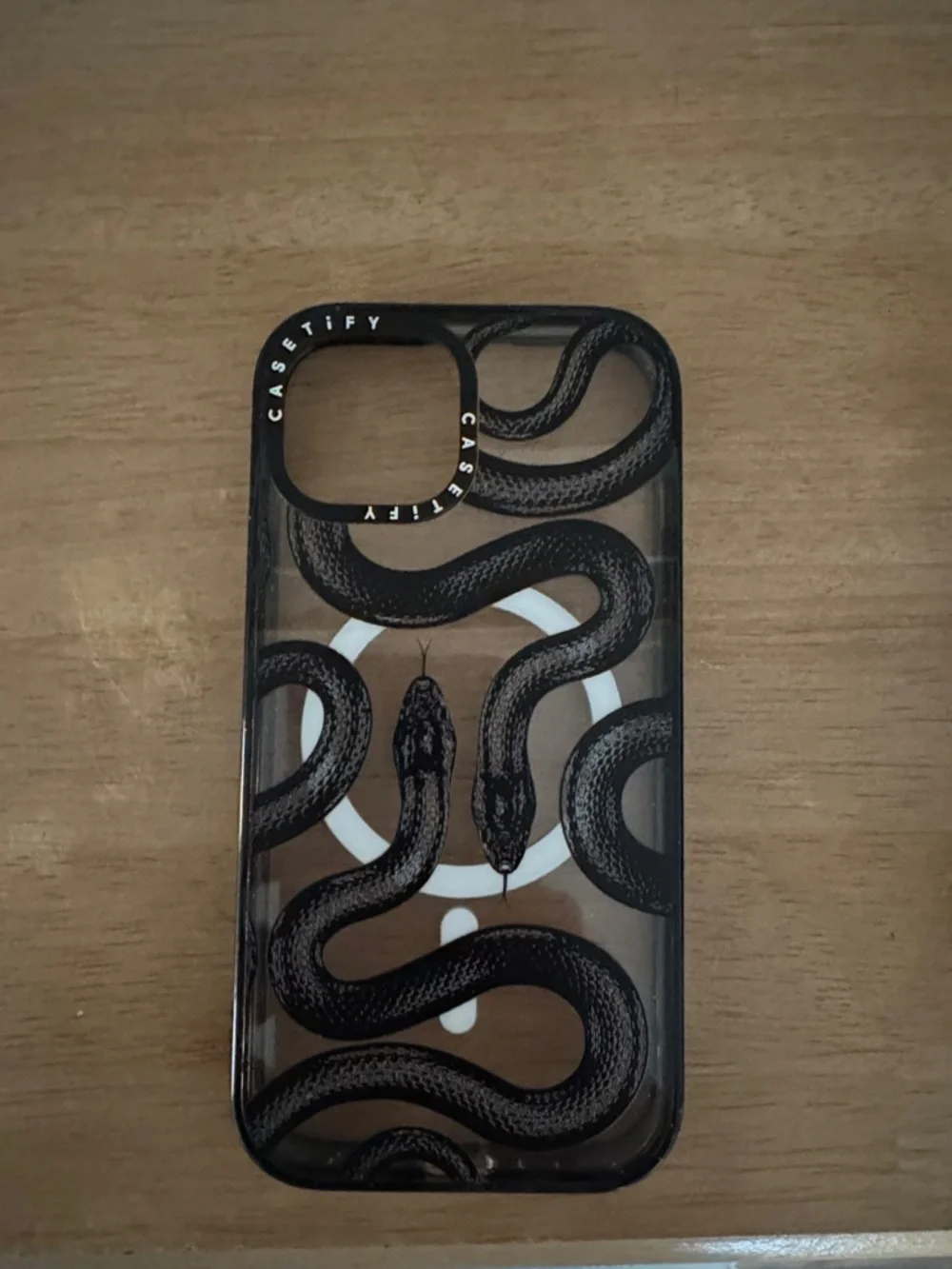 Casetify Black & White Snake Motif Clear Case for iPhone 14